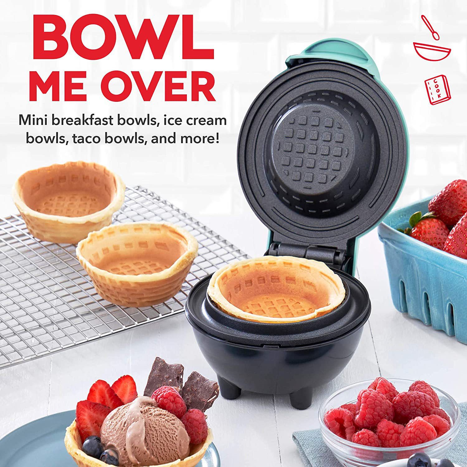 Mini Waffle Bowl Maker Electri - Mini Waffle Maker Machine recension och pris