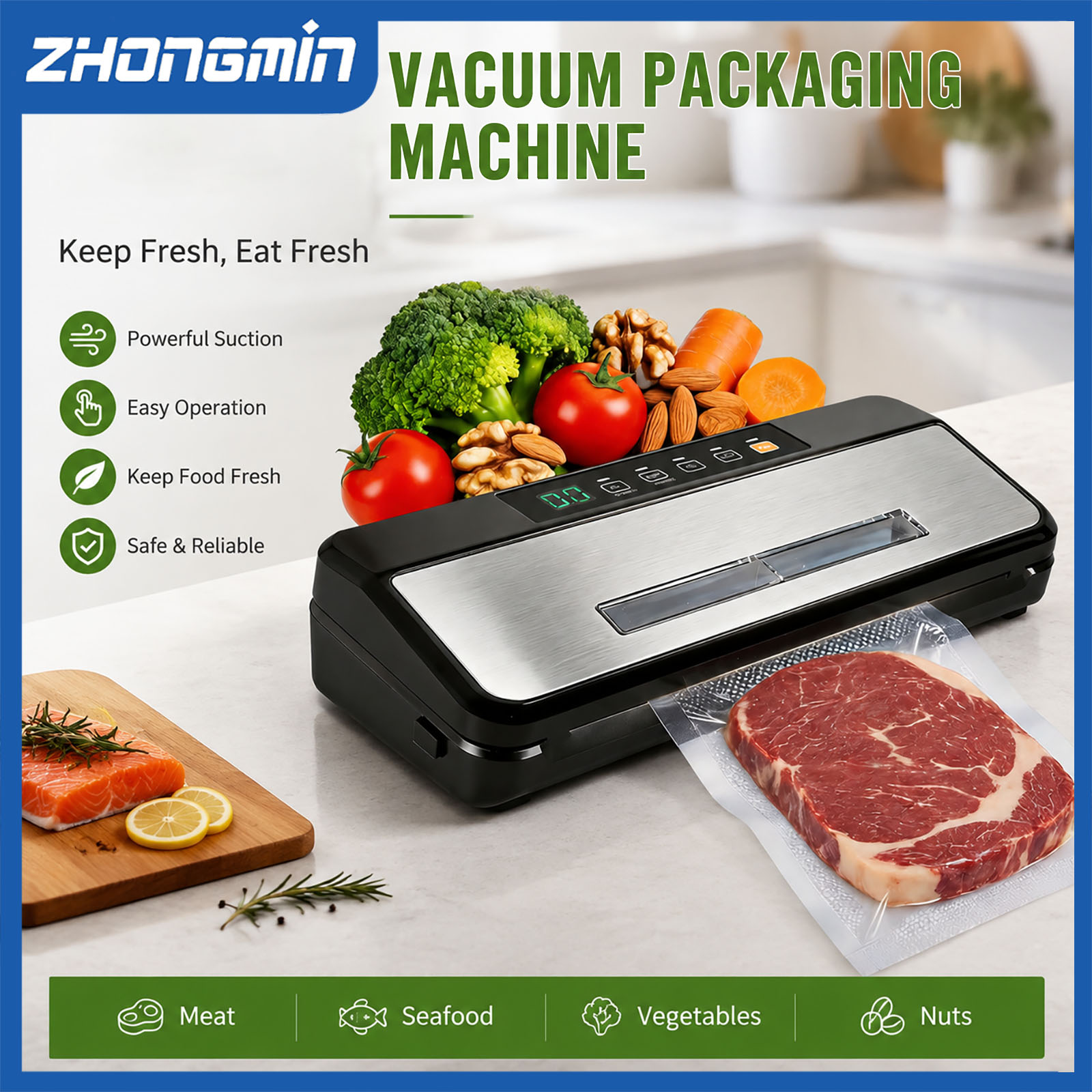 ZM-VS6608X Multifunctional Vac - Food Vacuum Sealer Machine recension och pris